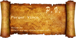 Perger Vince névjegykártya